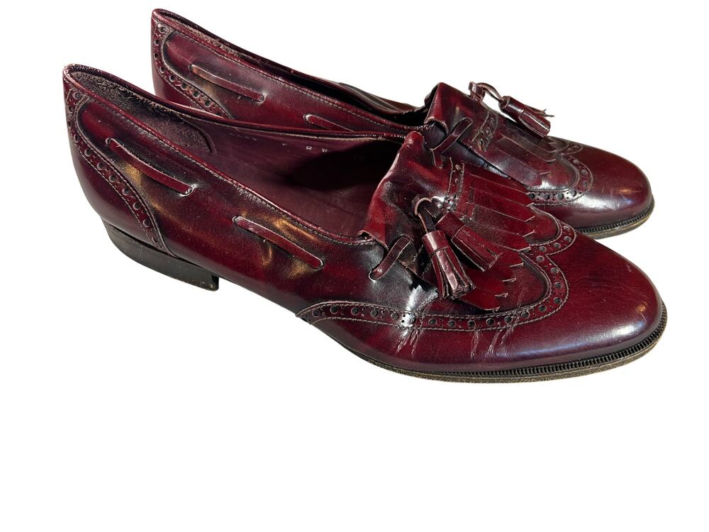 Mario Bruni burgundy leather dress loafers mens 10